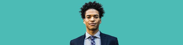 young man on a green background