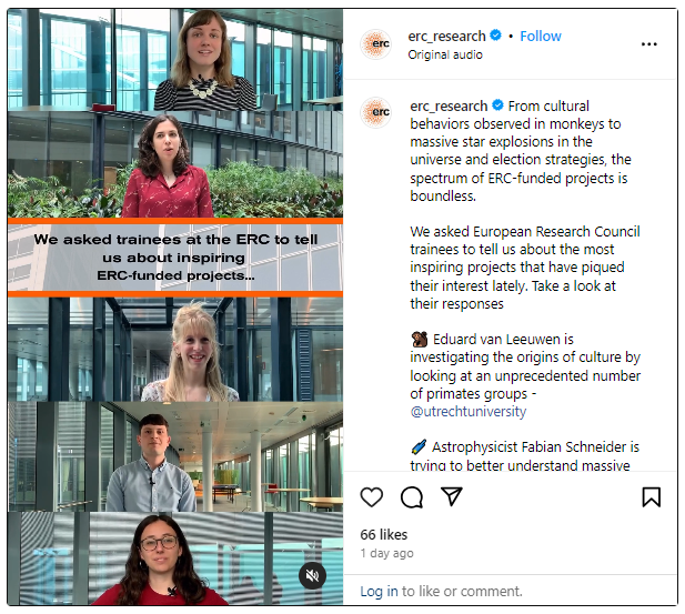 snapshot from Instagram publication of trainees' testimonial